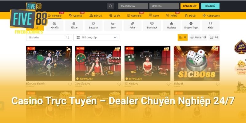 Casino Trực Tuyến Tại Five88 – Dealer Chuyên Nghiệp 24/7