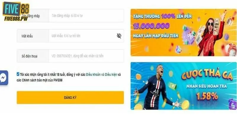 Điều khoản dịch vụ FIVE88 quy định rõ quy trình đăng ký, xác minh danh tính